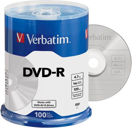 Verbatim Dvd-r 4.7GB x16 op. cake box 100 sztuk
