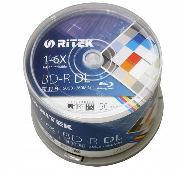 Nośnik danych Ritek Bd-r 50GB 1szt Printableglossy Wodoodporne ...