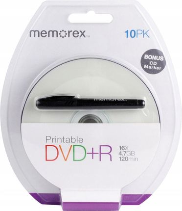 Memorex Dvd+r 4,7GB x16 printable 10szt + marker
