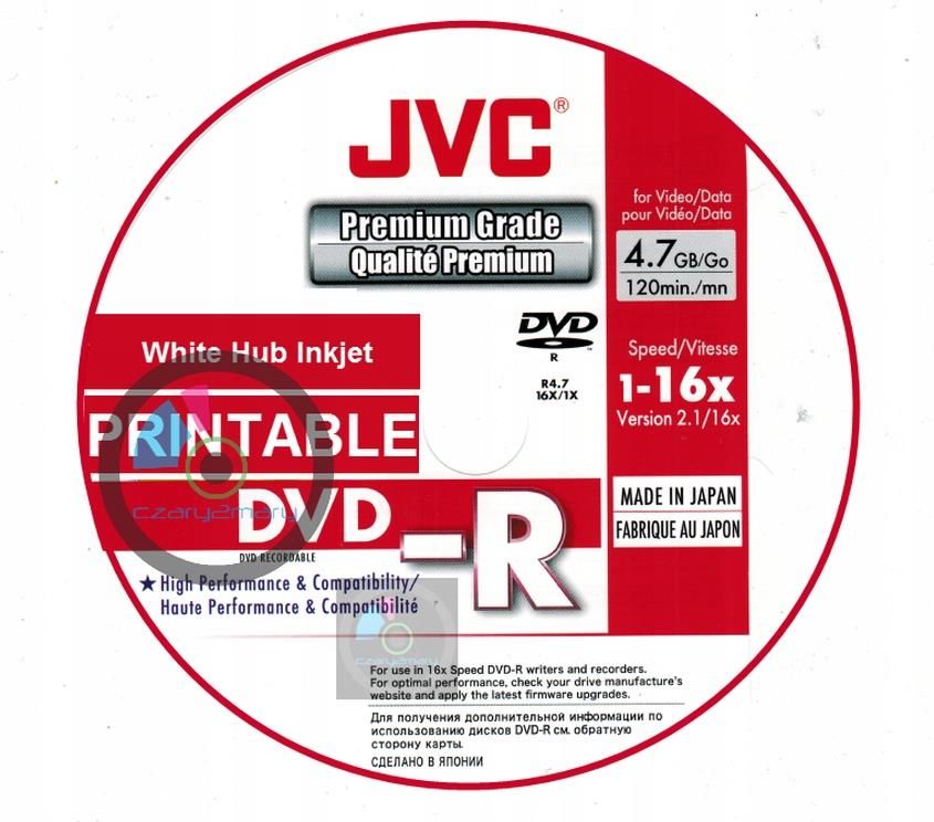 Nośnik danych Jvc Premium Grade Printable Dvd-r TYG03 Japan 10 - Opinie ...