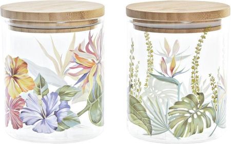 Dkd Home Decor Pojemnik Naturalny Bambus Tropikalny Szkło Borokrzemowe 700Ml 2Szt. (S3037034)