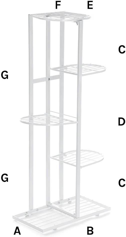 Kwietnik metalowy stojący na 6 doniczek kwiatów 97x43x22cm (Biały)