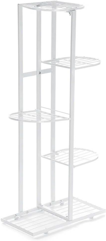 Kwietnik metalowy stojący na 6 doniczek kwiatów 97x43x22cm (Biały) - zdjęcie 3 Kwietnik metalowy stojący na 6 doniczek kwiatów 97x43x22cm (Biały)