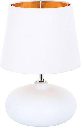 Lumarko Lampa Stołowa Z Białą Podstawą Ceramiczną 21x30 Cm I Kloszem Biało-złotym (1702001601ALT)