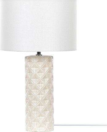 Beliani Elegancka lampa stołowa nocna ceramiczna beżowa z białym abażurem Balonne (315225)