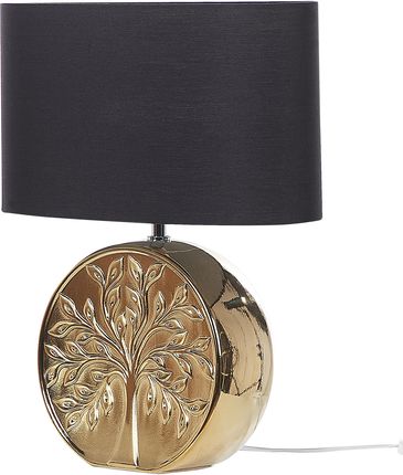 Beliani Lampka nocna glam złota ceramiczna podstawa abażur motyw drzewa 49 cm Kherlen (315131)