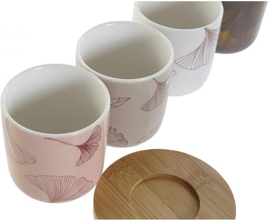 Dkd Home Decor Zestaw Filiżanek Do Kawy Kvety Bambus Porcelana Bone