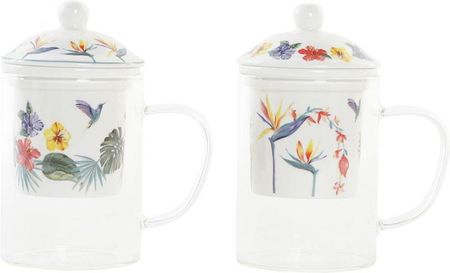 Dkd Home Decor Filiżanka Z Filtrem Szkło Porcelana 300Ml 2Szt. (S3036962)