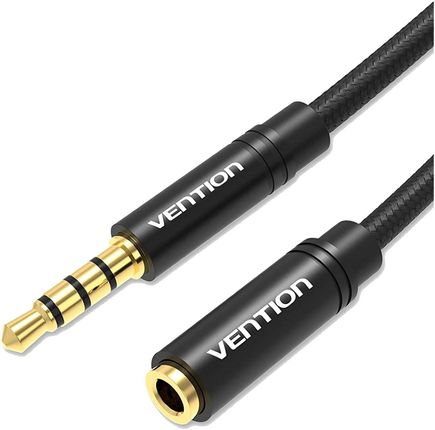 Vention ADAPTER COTTON BRAIDED TRRS 3.5MM MALE TO 3.5MM FEMALE AUDIO EXTENSION CABLE 3M BLACK ALUMINUM ALLOY TYPE
