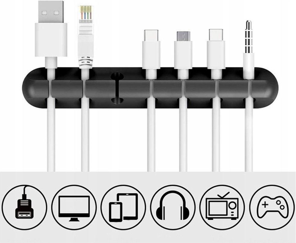 Organizer Do Kabli 7 Przewodów Do Biurka Silikon Czarny Opinie i ceny