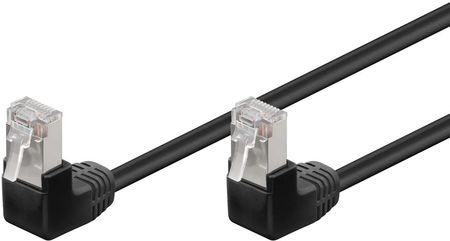 Kabel LAN Patchcord CAT 5E F/UTP 2x90 CZARNY 1m