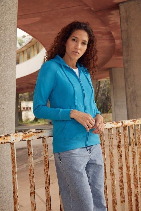 DAMSKA bluza, zapinana na suwak, kaptur, FRUIT OF THE LOOM, LIGHT ciennoniebieska - zdjęcie 1 DAMSKA bluza, zapinana na suwak, kaptur, FRUIT OF THE LOOM, LIGHT ciennoniebieska