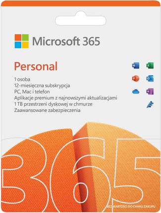 Microsoft Office 365 Personal PL Subskrypcja 1 rok WIN/MAC