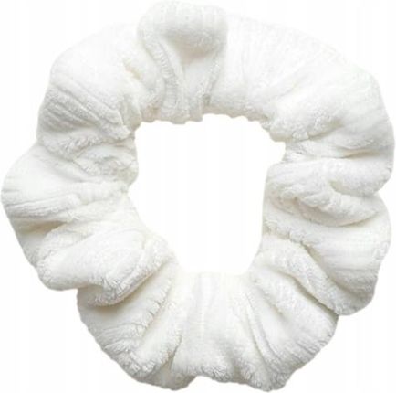 ;Handmade Scrunchie Welur Prążkowany Handmade Ecru Mini