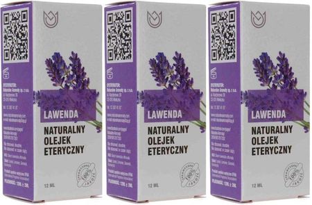 Zestaw 3 x Naturalny Olejek Eteryczny Lawendowy 12 ml - Naturalne Aromaty