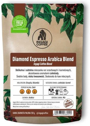 Kawa ziarnista Ingagi Coffee Diamond Espresso Arabica Blend 250g