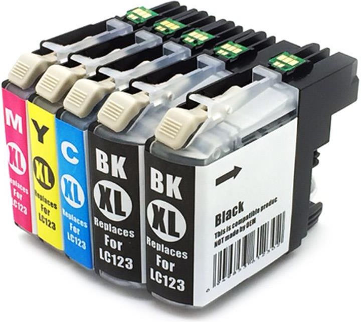 D&C 3x Black XL Ink Cartridges Compatible with Brother LC-123