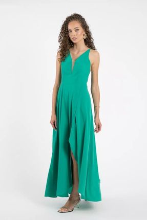 Wizytowa sukienka maxi z efektownym tyłem (Zielony, L)