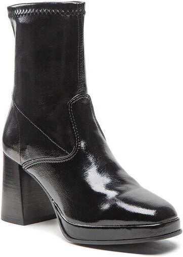 Tamaris Dames Boot Heel 1-25379-45 enkellaarsjes, zwart leer, 38 EU, zwart leder, 38 EU