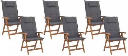 BLmeble Zestaw 6 krzeseł ogrodowych drewnianych z grafitowymi poduszkami JAVA 4251682256339