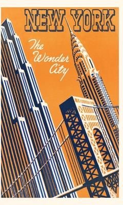 Vintage Journal Orange and Blue Graphic of New York City Skyline (Found Image Press)