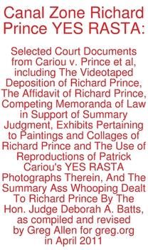 Canal Zone Richard Prince YES RASTA (Prince Richard) - Literatura ...