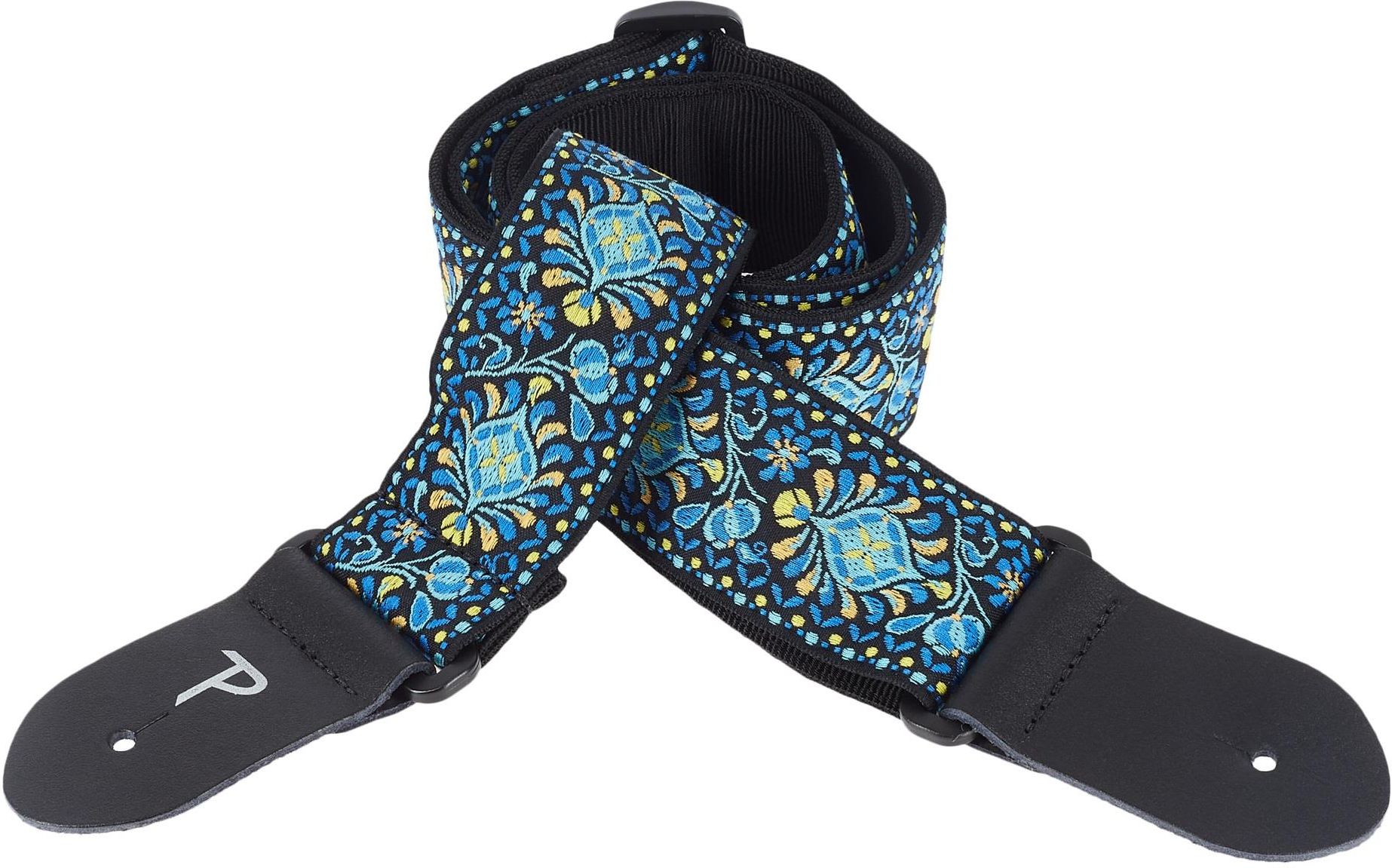 P Perri's Leathers Ltd. TWS-6548 2.5 Breed Metallic Jacquard Lint Genaaid Buisband Met Lederen Uiteinden