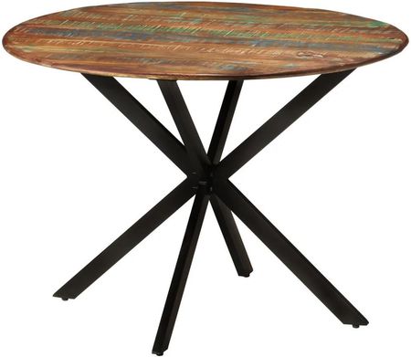 Vidaxl Stół Do Jadalni Ø110X78cm Lite Drewno Z Odzysku I Stal (338455)