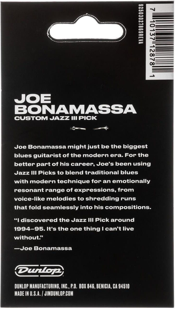 Dunlop PVP121 - Médiator Joe Bonamassa Custom Jazz III