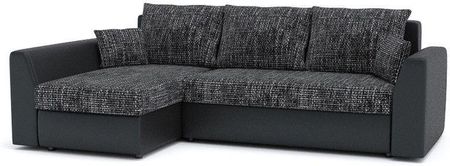 Narożnik Z Funkcją Spania Rogówka Paul 240X140X75 Cm Popiel Czarny
