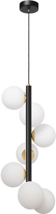Kaspa CUMULUS VERTICAL 1 lampa wisząca 7 x 9W LED E14 czarny / złoty, klosz biały fi 12 cm (10759702)