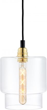 Kaspa LONGIS IV GOLD lampa wisząca 1 x 25W LED E27 klosz transparent, złoty, przewód czarny (10874105)