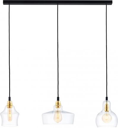 Kaspa LONGIS 3 lampa wisząca listwa, złoty 3 x 25W LED E27 klosz transparentny, przewód czarny (10875305)