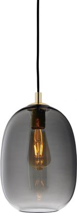 Kaspa ONYX 1 lampa wisząca 1 x 25W LED E27 czarny rozeta fi 6 cm, złoty wykończenia, klosz grafitowy połysk fi 20 cm, wys. 28 cm (10891108)