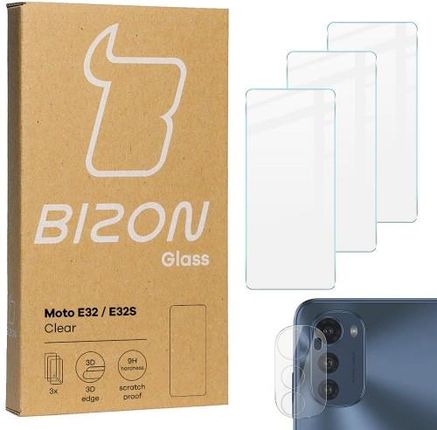 Szkło hartowane Bizon Glass Clear - 3 szt. + obiektyw, Motorola Moto E32 / E32s41914