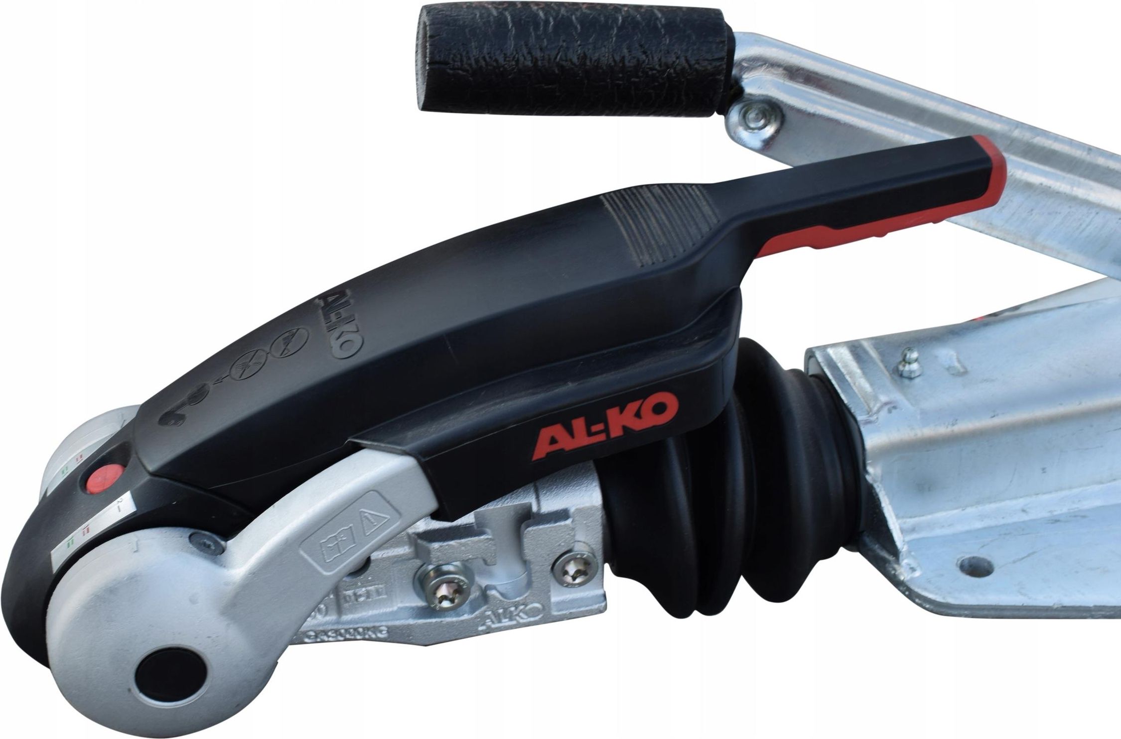 AL-KO Timone Completo Con Freno A Repulsore 251S E Stabilizzatore AKS3004 Per Rimorchi Caravan Fino A 2700kg, Per Timone A V