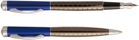 Tetis Komplet Kk472 Pióro + Długopis 0, 7Mm Brązowo Niebieski