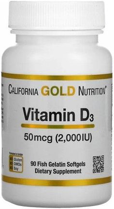 California Gold Nutrition Vitamin D3 50 Mcg (2 000 Iu) 90kaps.