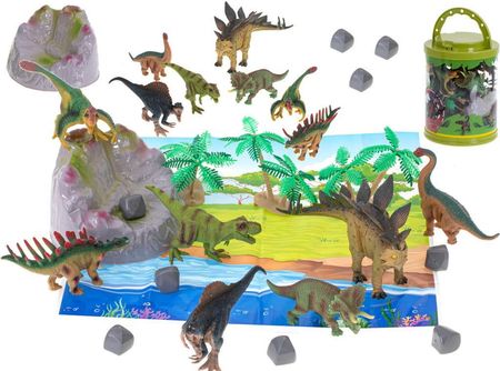 Ikonka Figurki Zwierzęta Dinozaury 7Szt. + Mata I Akcesoria Zestaw