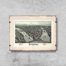 Plakat w stylu vintage Stara mapa Pittsburghu
