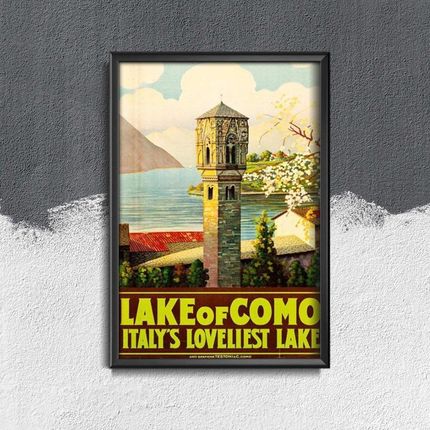 Vintageposteria Plakatyw Stylu Retro Włochy Jezioro Como Pc-W0009207