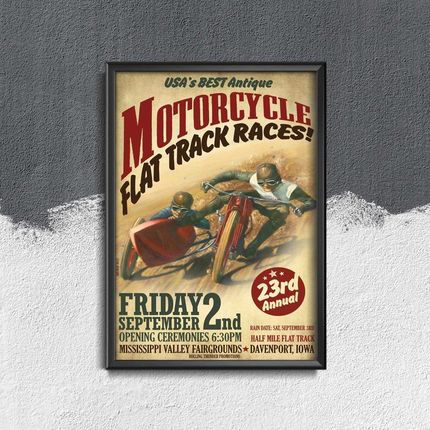 Vintageposteria Plakat Vintage Do Salonu Wyścigi Motocyklowe Flat Track Pc-W0009030