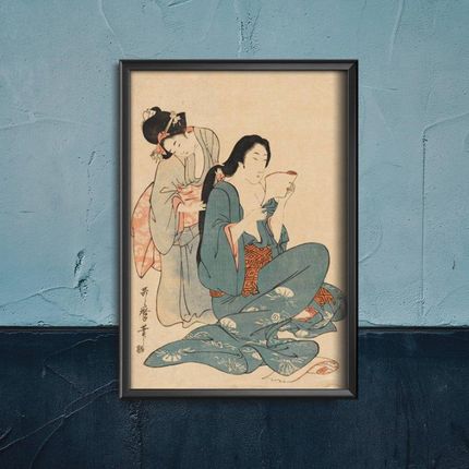 Vintageposteria Plakat Retro Do Salonu Kobiety Czeszące Włosy Ukiyo E Pc-W0008712
