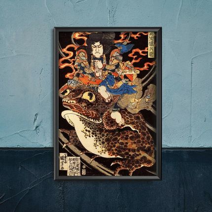 Vintageposteria Plakat Vintage Do Salonu Tenjiku Tokubei Ujeżdżający Gigantyczną Ropuchę Pc-W0008738