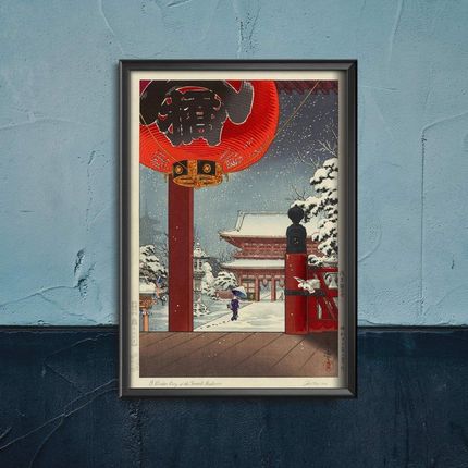 Vintageposteria Plakat Vintage Do Salonu Zimowy Dzień W Świątyni Asakusa Pc-W0008756