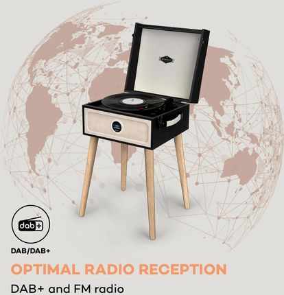 Auna Sarah Ann Dab, Gramofon, 33/45/78 Obr./Min, Radio Dab+/Ukf, Bluetooth, Czarny (Tts14Sarahanndab+) - zdjęcie 2
