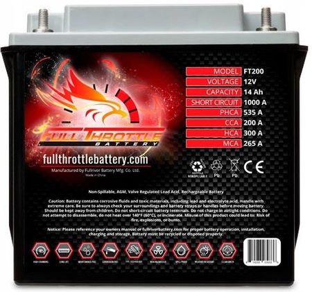 Akumulator Fullriver Agm 14Ah 200A Ytx20L-Bs Ft200
