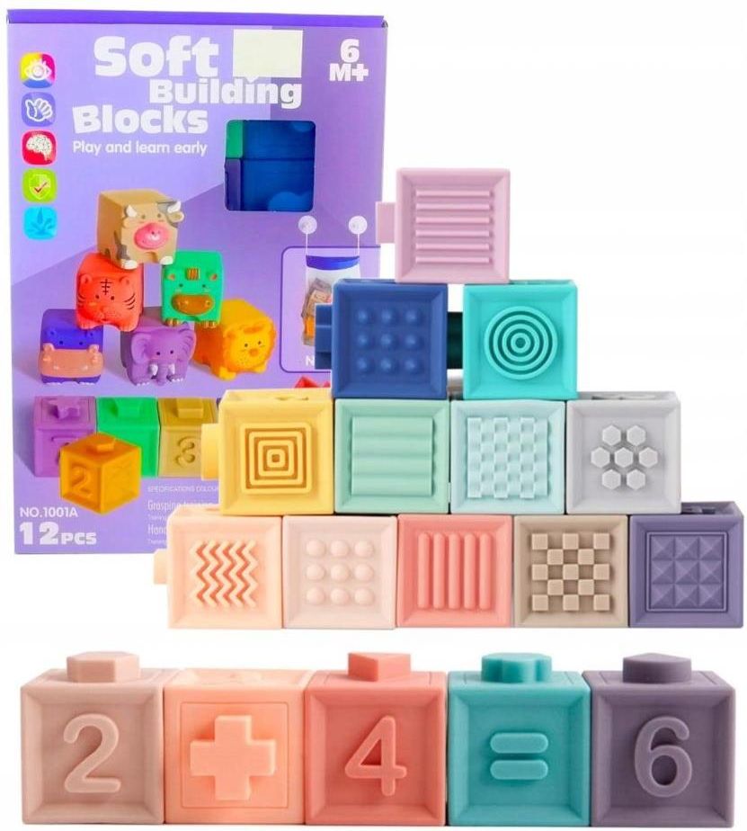 Malplay Miękkie Klocki Sensoryczne Zestaw Dla Dzieci 12Szt - ceny i ...