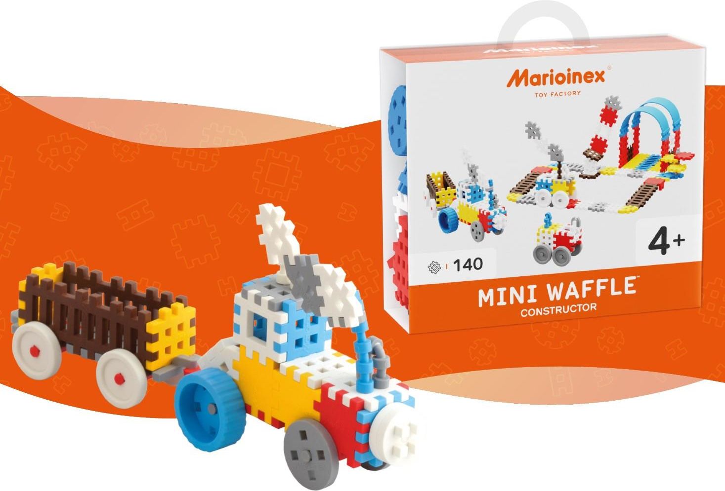 Marioinex Mini Waffle 902134 - Set Costruzioni 140 Pezzi, Mattoncini A Nido D'Ape, Multicolore