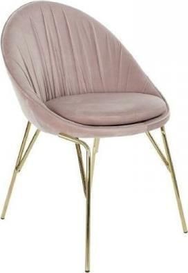Dkd Home Decor Krzesło Do Jadalni Różowy Złoty Metal Poliester (60X60X85 Cm) 11230214
